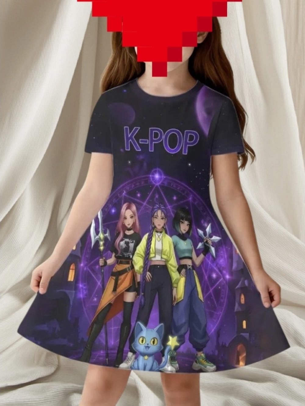 #9-10Y K-POP   Purple Galaxy Kids Dress